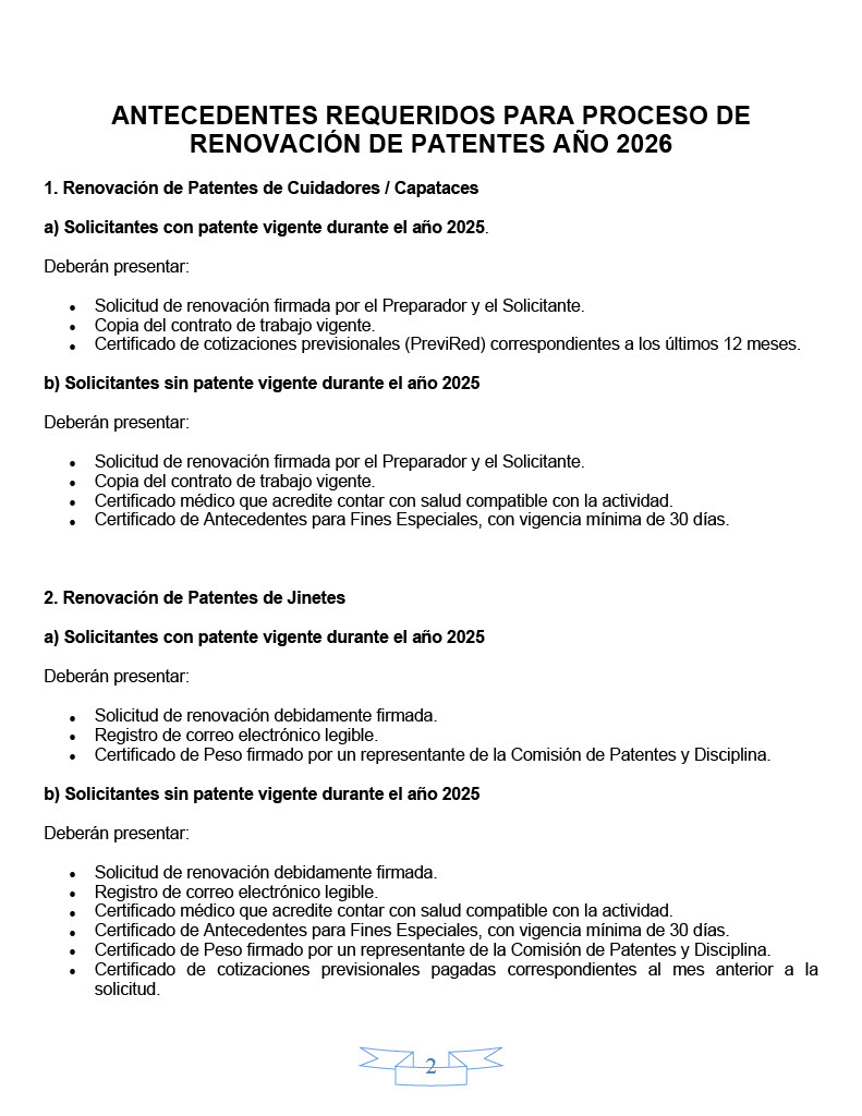 ANTECEDENTES REQUERIDOS PARA PROCESO DE RENOVACIÓN DE PATENTES AÑO 2026